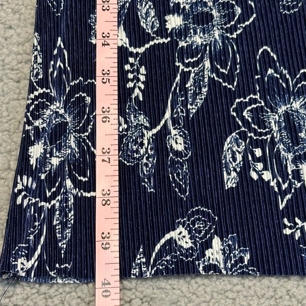 Moon River Navy Blue Floral Plisse Maxi Dress Lace Trim Adjustable Straps Small